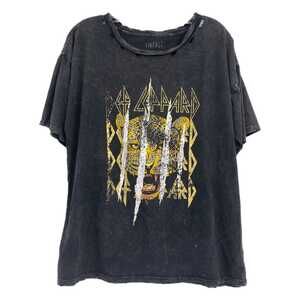 Vintage Canvas Gray Yellow Distressed Def Leopard Tee | Size S